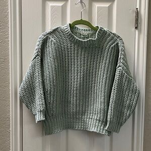 Babaa no18 ice lagoon Chunky cotton Knit Sweater - Greenish light blue - OS